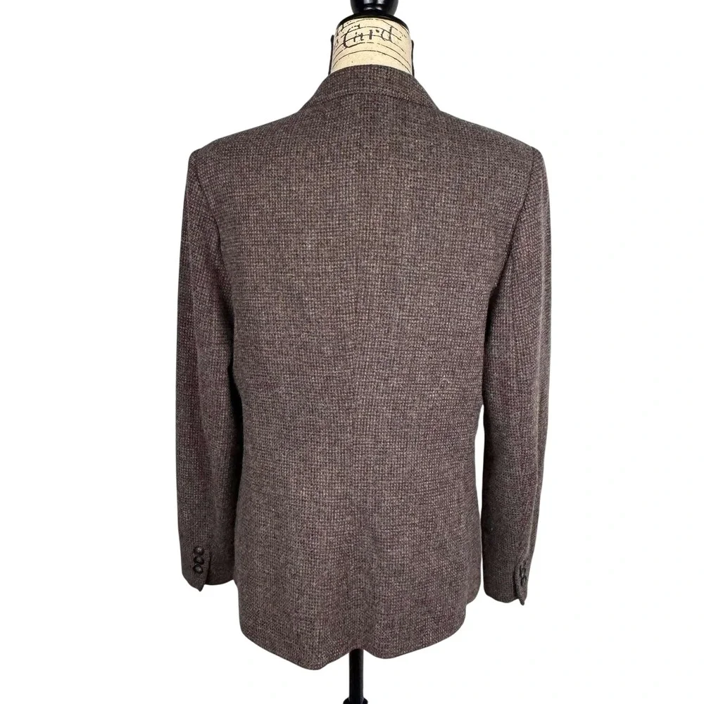 Vtg 70's Levi Strauss Co Wool Tweed Blazer Jacket Brown Sz 16 Cursive Label